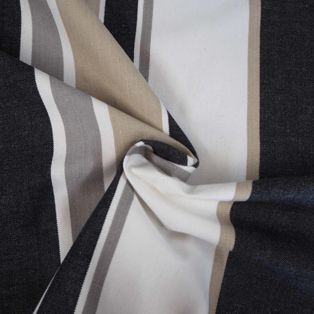 Hartford Fabric in Black and beige stripe.-Clearance Fabric Shop
