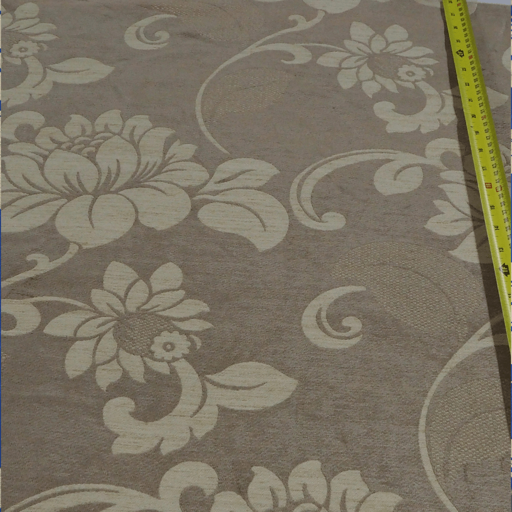 Beige and Mocha Jacquard Fabric. - Clearance Fabric Shop