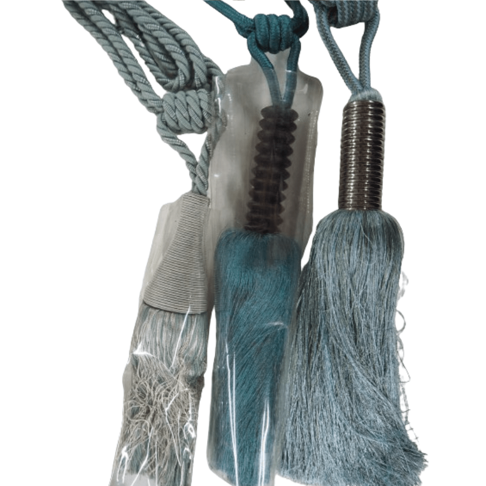 _End Of Line Blue Tassel Tie Backs - Clearance Fabric Shop