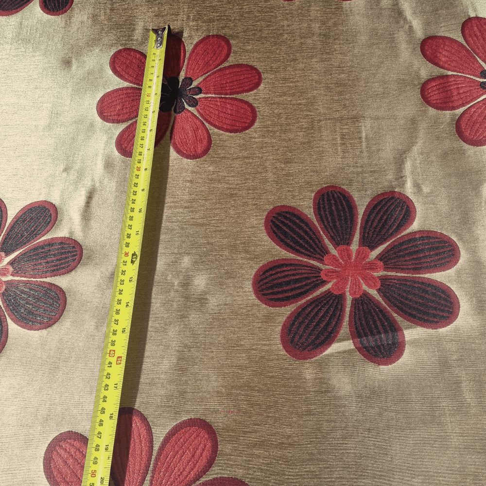 Gold and Red Floral design quality curtain fabric - Clearance Fabric Shop