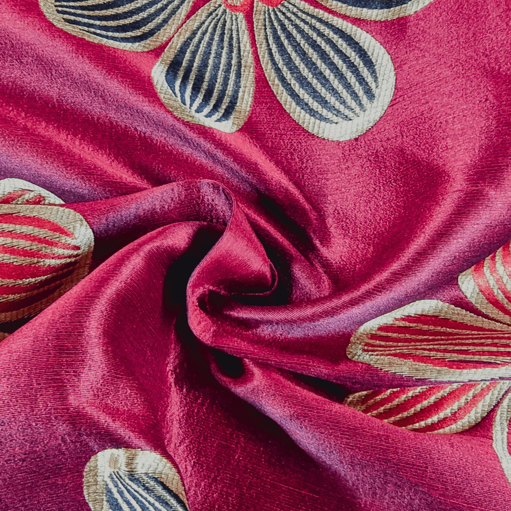 Gold and Red Floral design quality curtain fabric - Clearance Fabric Shop