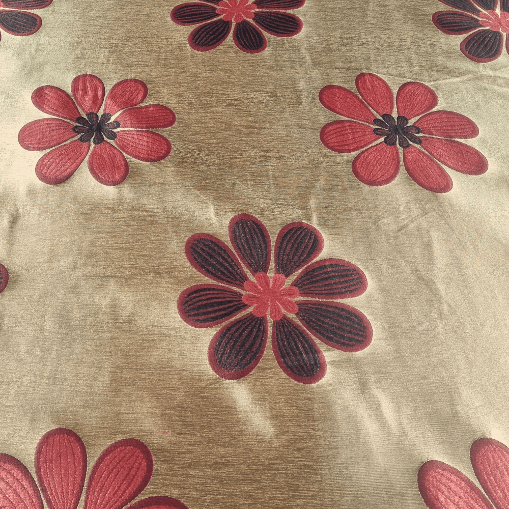 Gold and Red Floral design quality curtain fabric - Clearance Fabric Shop