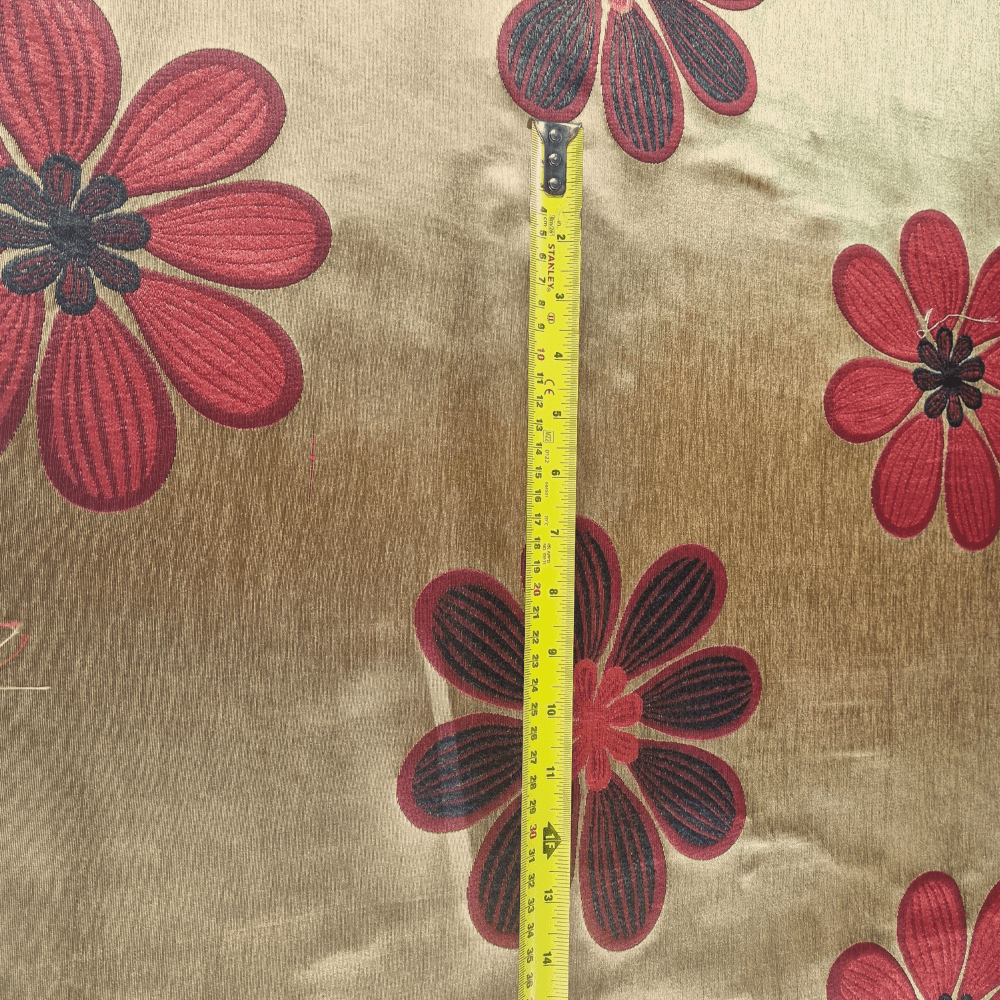 Gold and Red Floral design quality curtain fabric - Clearance Fabric Shop