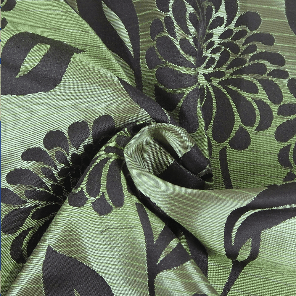 Green and Brown Jacquard Curtain Fabric. - Clearance Fabric Shop