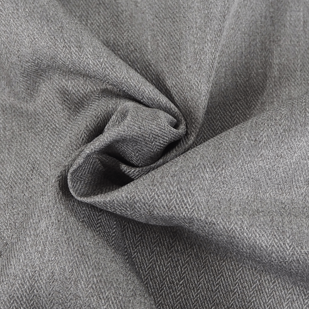 Grey F/R Herringbone Weave Upholstery Fabric. - Clearance Fabric Shop