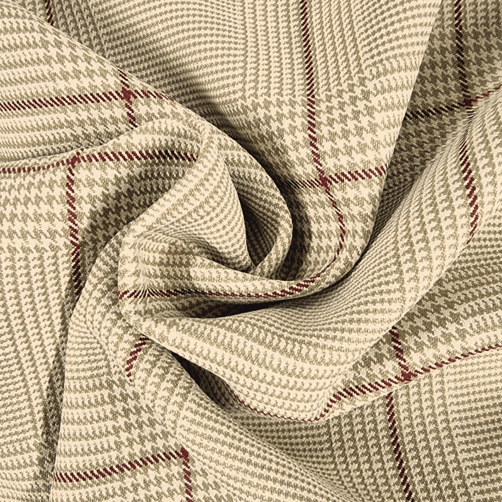 Harlequin Wynn design Beige Check Curtain and Upholstery Fabric. - Clearance Fabric Shop