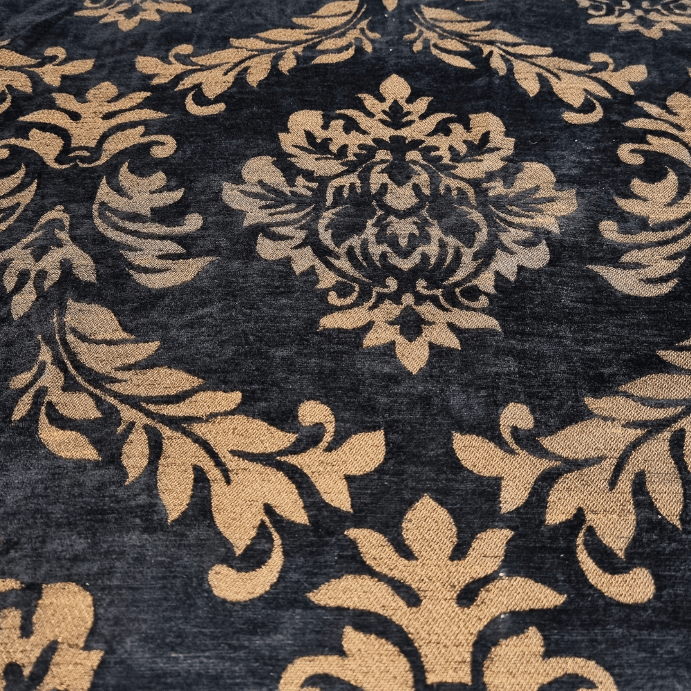 Luxury Black Chenille and Bronze metallic damask Curtain and Upholstery Fabric. - Clearance Fabric Shop