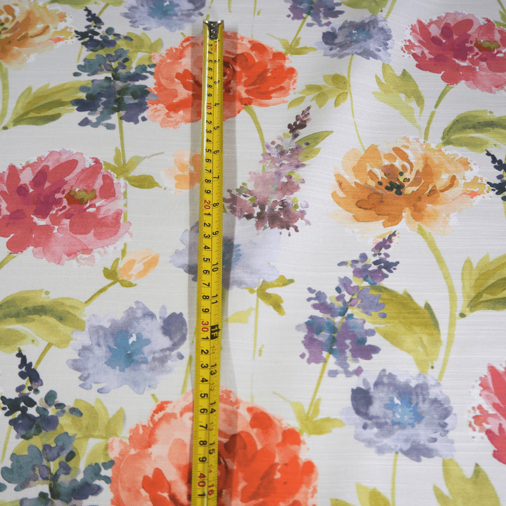 Painterly printed peony design furnishing fabric. - Clearance Fabric Shop