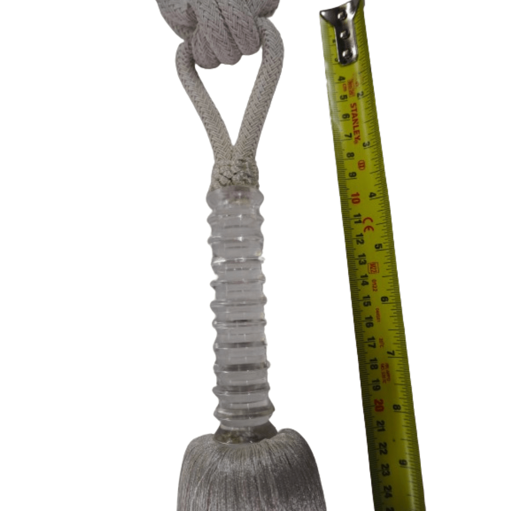 _Pearl and Silver Luxury Tassel Tie Back with ribbed collar - Clearance Fabric Shop