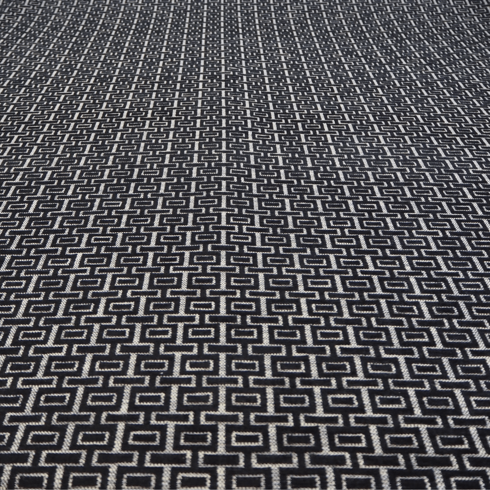 Plush pile indent velvet chenille - Black and Grey geometric fabric. - Clearance Fabric Shop