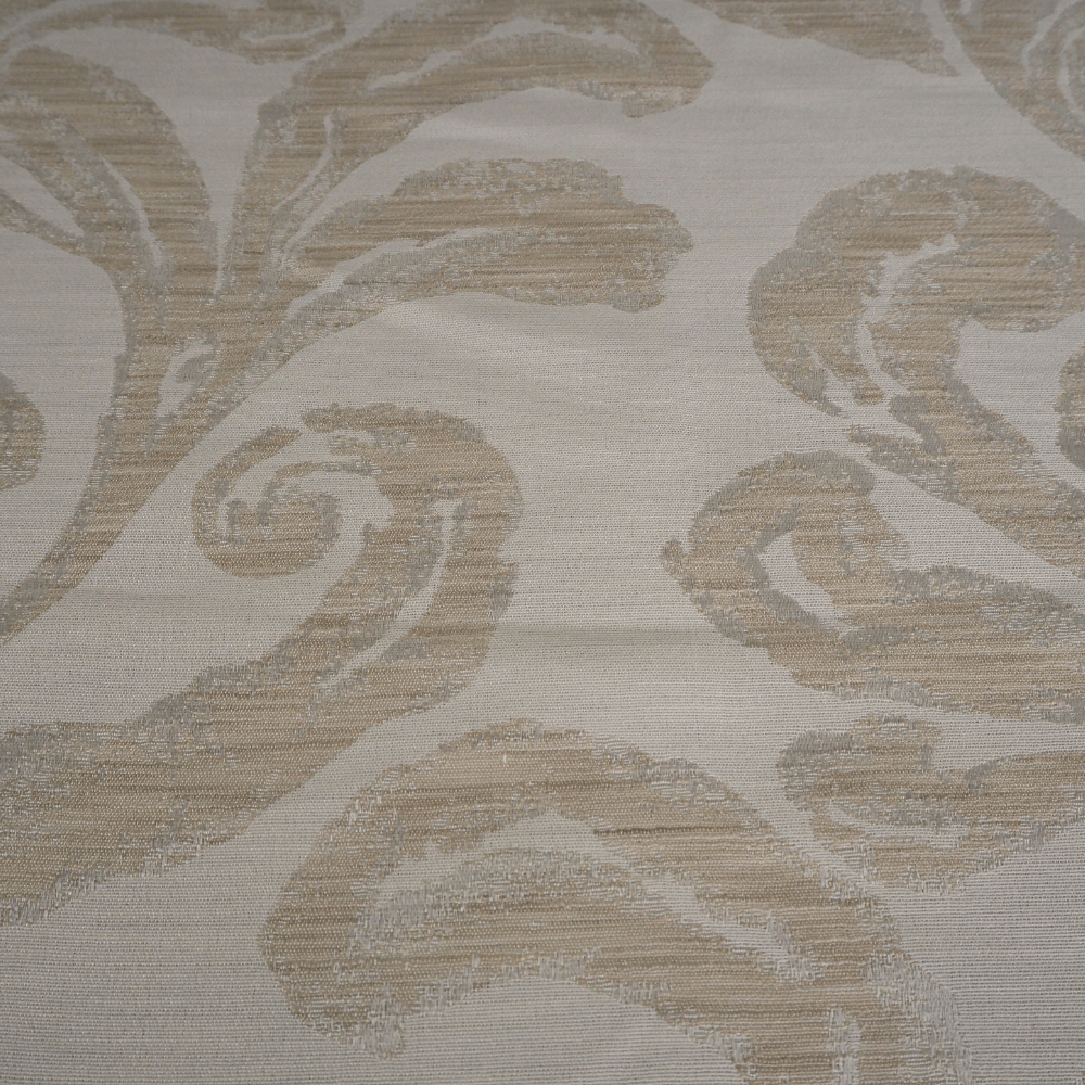 Rococo style fabric in oatmeal shades Curtain and Upholstery Fabric. - Clearance Fabric Shop