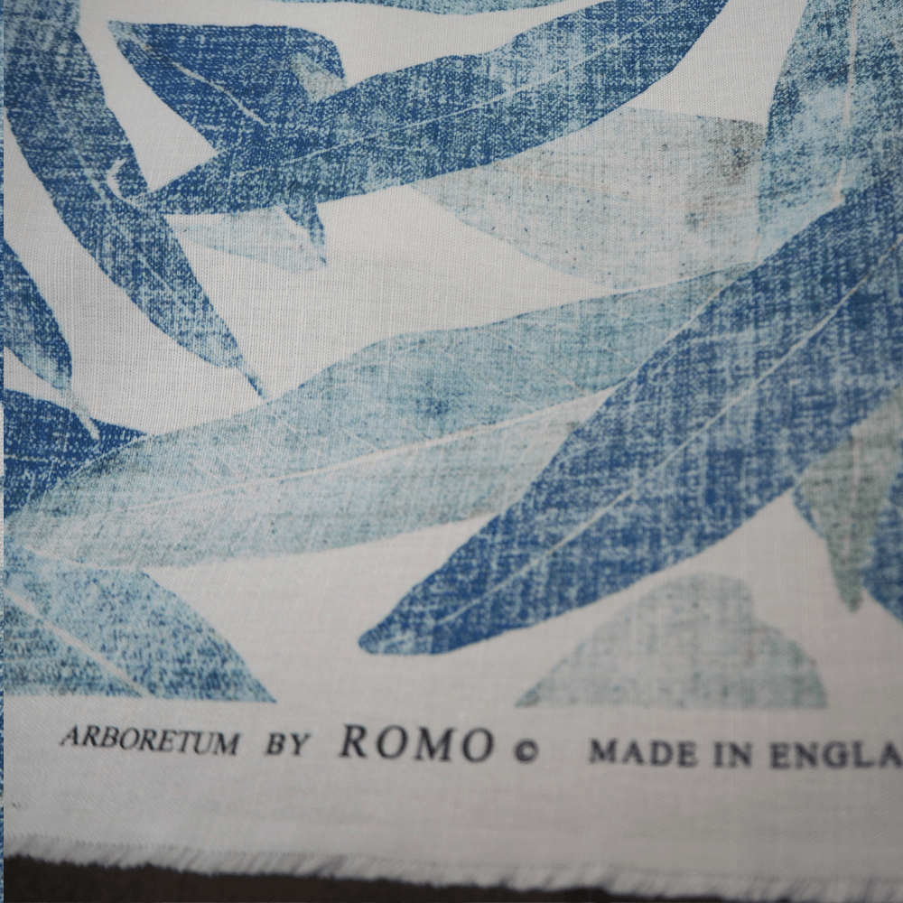 Romo Gardenia Arboretum Cobalt Curtain Fabric. - Clearance Fabric Shop