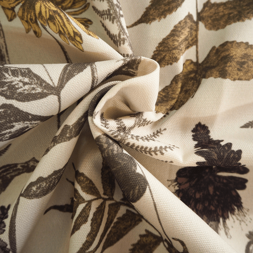 Skopos Bowood - Camomile Fire Proof Synthetic Printed curtain Fabric. - Clearance Fabric Shop