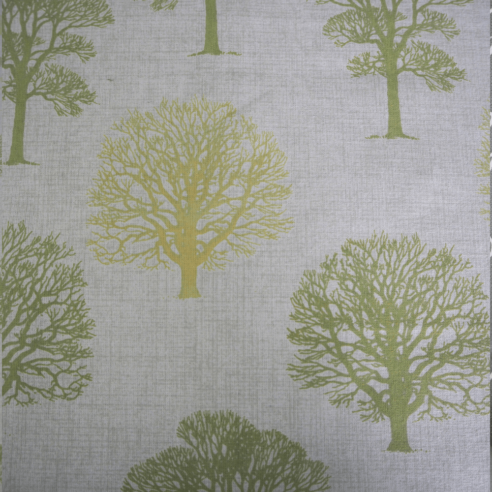 Tree design in shades of green and yellow Curtain Fabric. - Clearance Fabric Shop