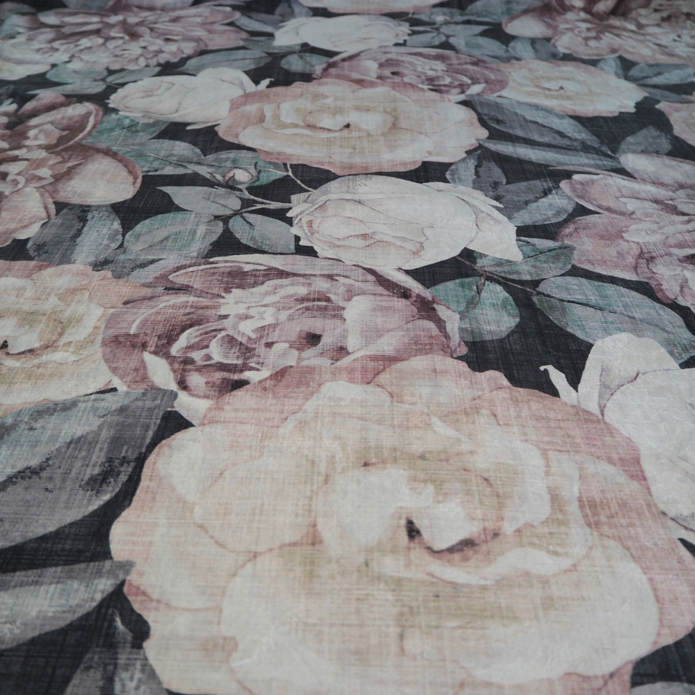 Velvet Floral Print upholstery cushion Fabric.-Clearance Fabric Shop.