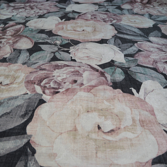 Velvet Floral Print upholstery cushion Fabric.-Clearance Fabric Shop.