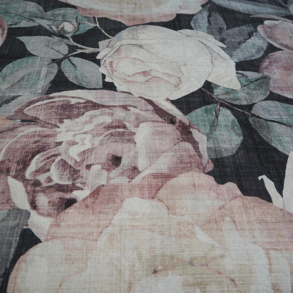 Velvet Floral Print upholstery cushion Fabric.-Clearance Fabric Shop.