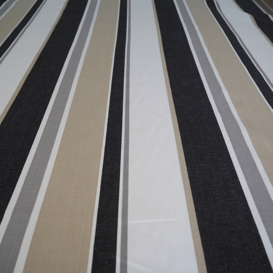 Hartford Fabric in Black and beige stripe.-Clearance Fabric Shop