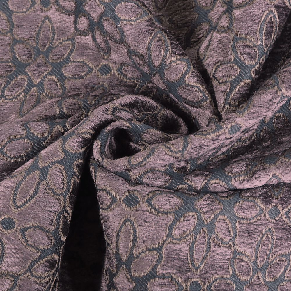 Aubergine Heavy Sculpted Chenille Fabric. - Clearance Fabric Shop