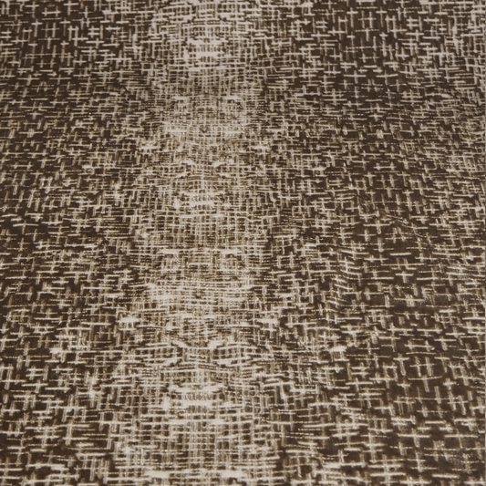 Brown /Cream Sculpted Velvet Upholstery and Curtain Fabric. - Clearance Fabric Shop