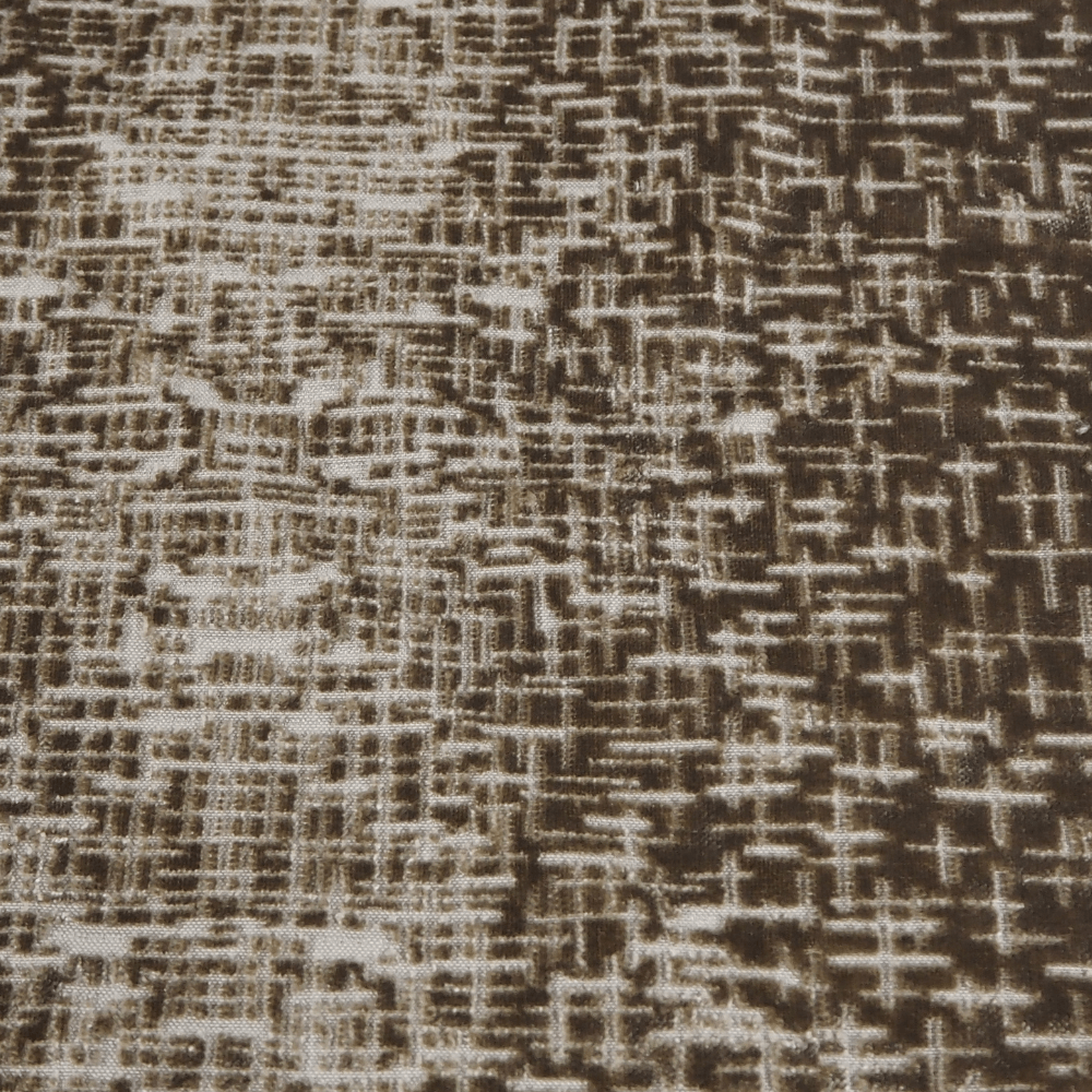Brown /Cream Sculpted Velvet Upholstery and Curtain Fabric. - Clearance Fabric Shop
