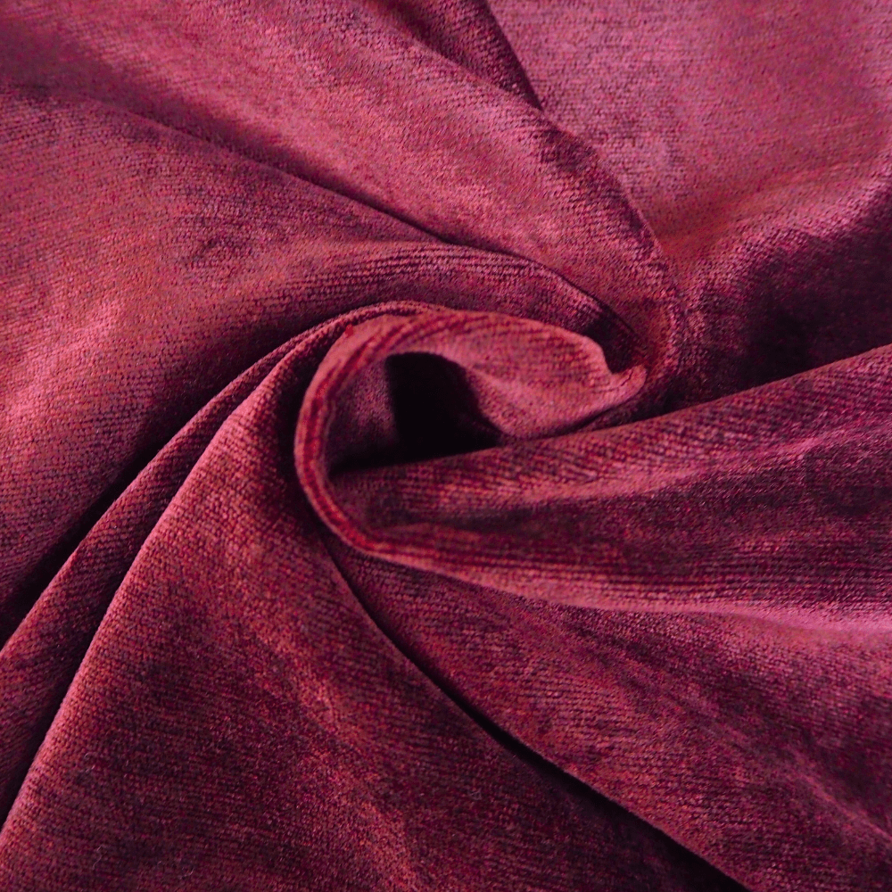 Burgundy Chenille soft furnishing Fabric. - Clearance Fabric Shop