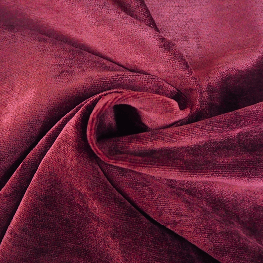 Burgundy Chenille soft furnishing Fabric. - Clearance Fabric Shop