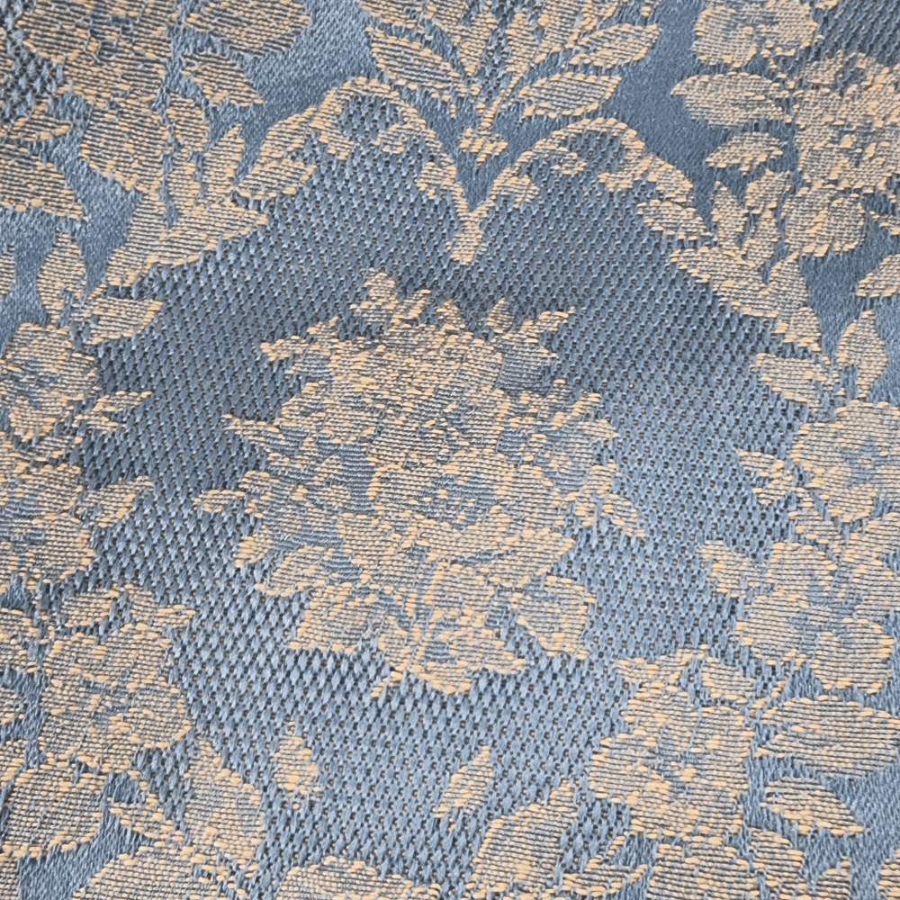China Blue and oatmeal vintage style furnishing fabric - Clearance Fabric Shop