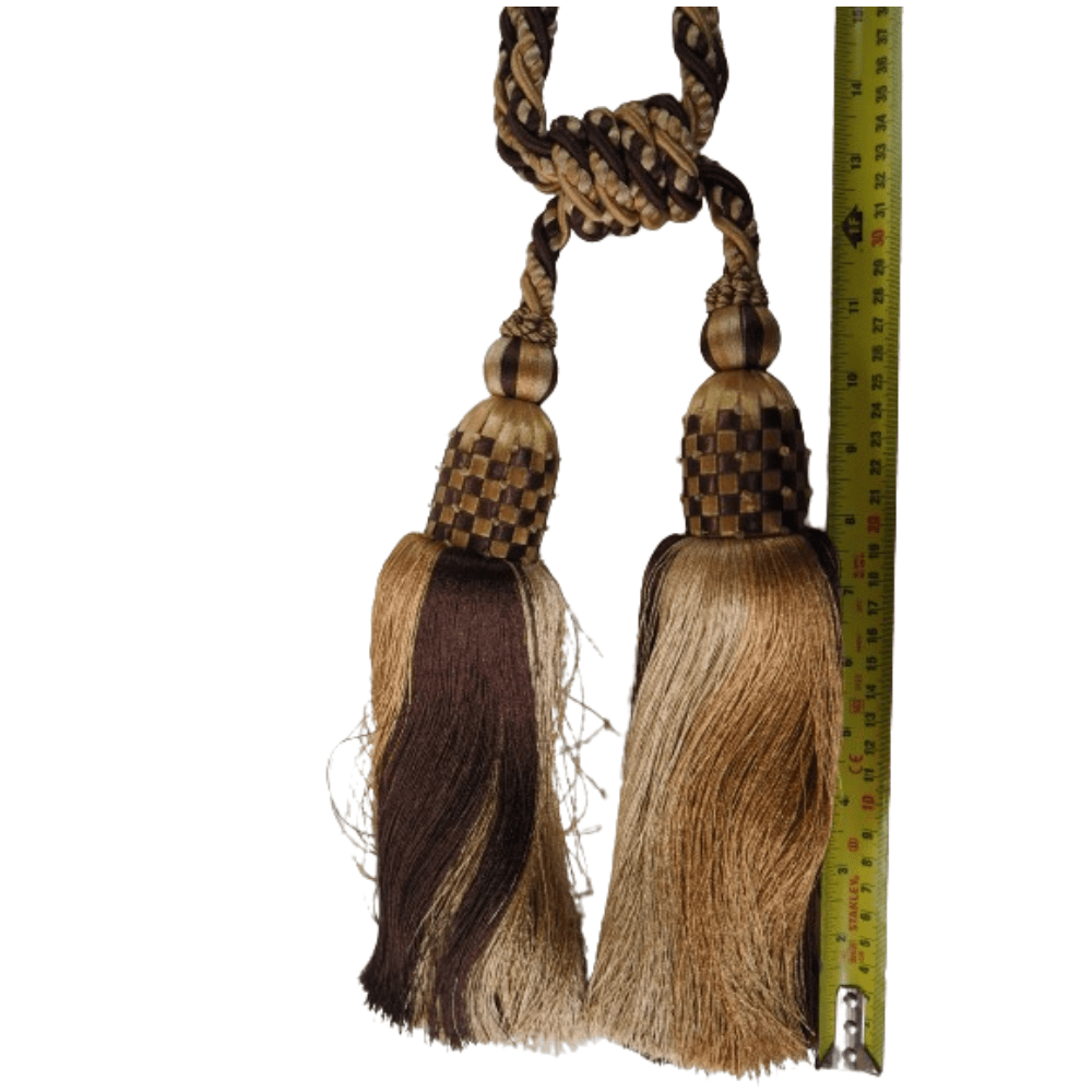 _Chocolate and Gold Luxury Double Tassel Tie Back - Clearance Fabric Shop