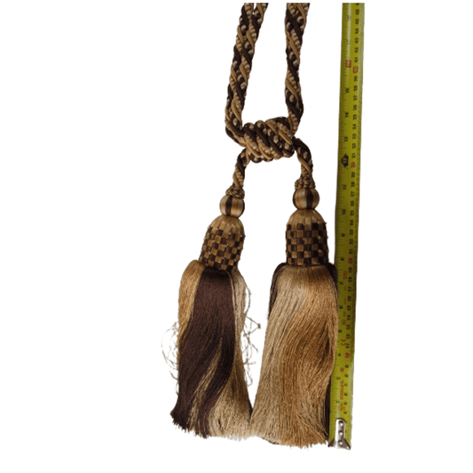 _Chocolate and Gold Luxury Double Tassel Tie Back - Clearance Fabric Shop