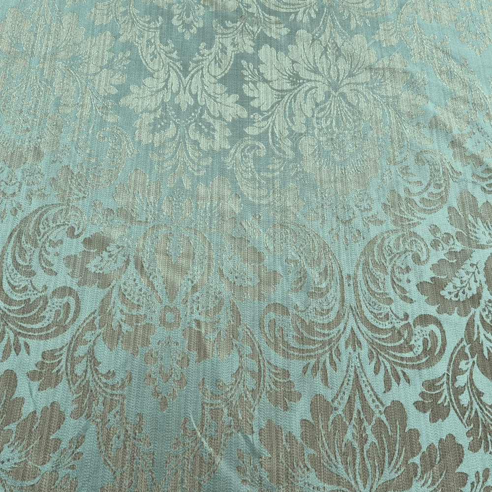 Classic damask in blue and metallic bronze Curtain Fabric. - Clearance Fabric Shop