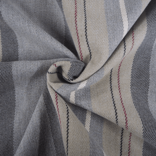 Closs and Hamblin Glenfinnan Stripe Slate Curtain Fabric. - Clearance Fabric Shop