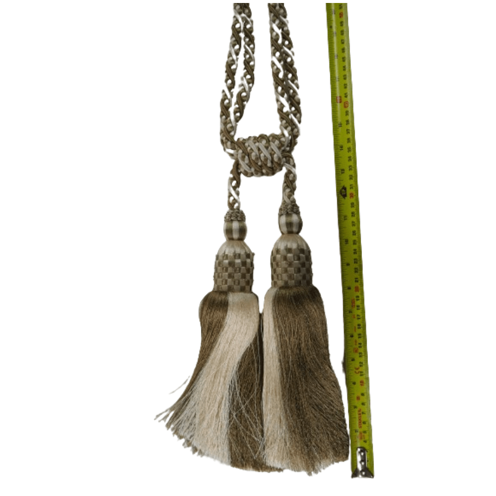 _Cream and Bronze Luxury Double Tassel Tie Back - Clearance Fabric Shop