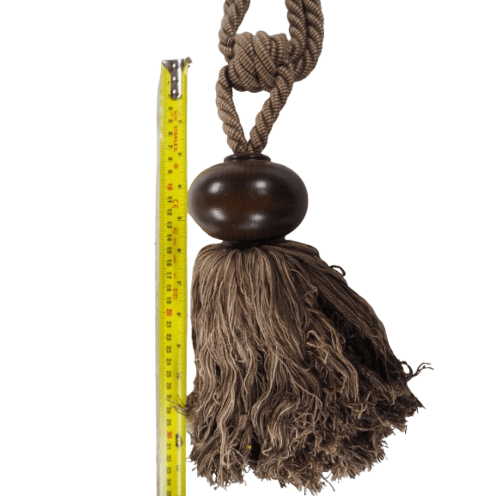 _Dark Wood Taupe Tassel Rustic Statement Tassel Tie Back - Clearance Fabric Shop
