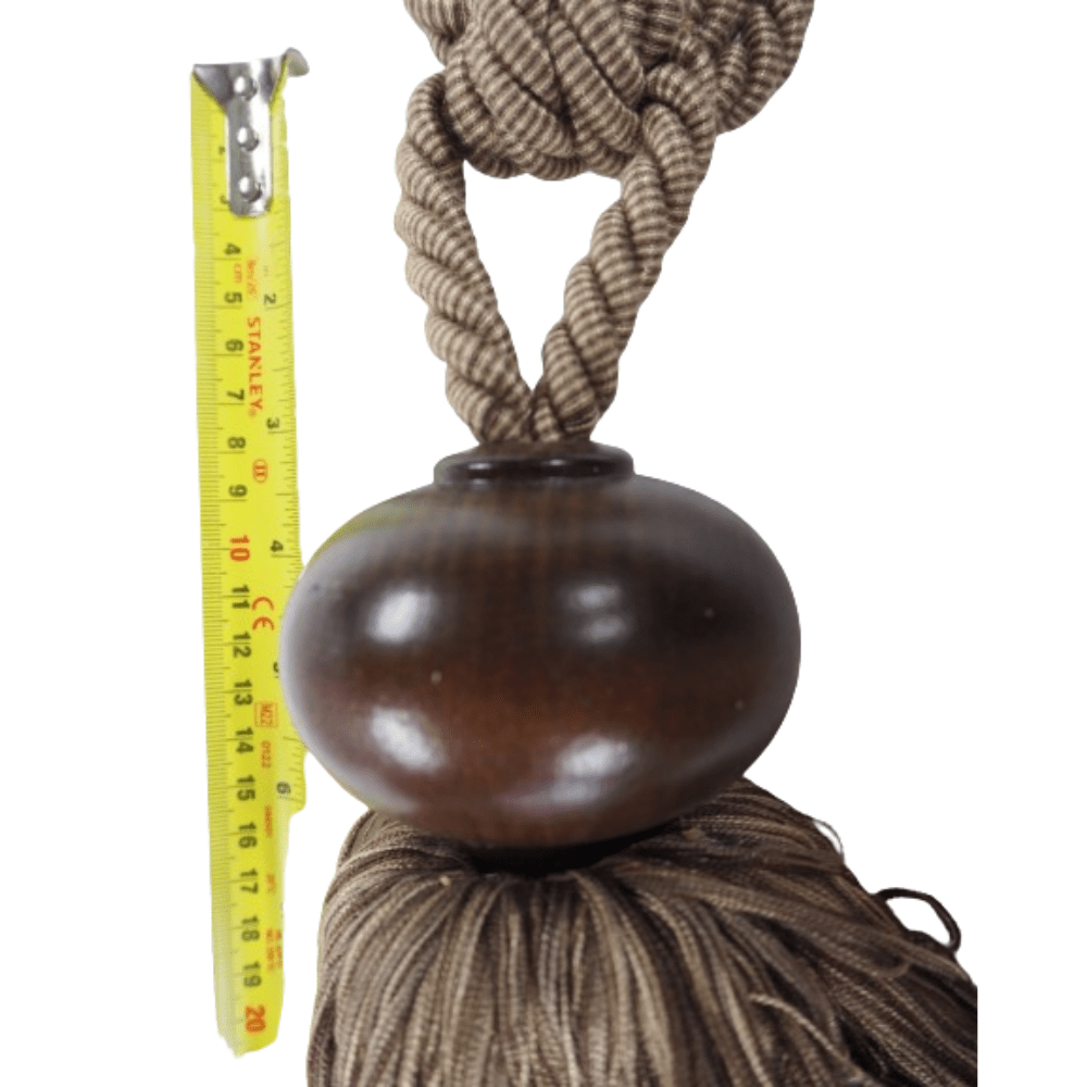 _Dark Wood Taupe Tassel Rustic Statement Tassel Tie Back - Clearance Fabric Shop