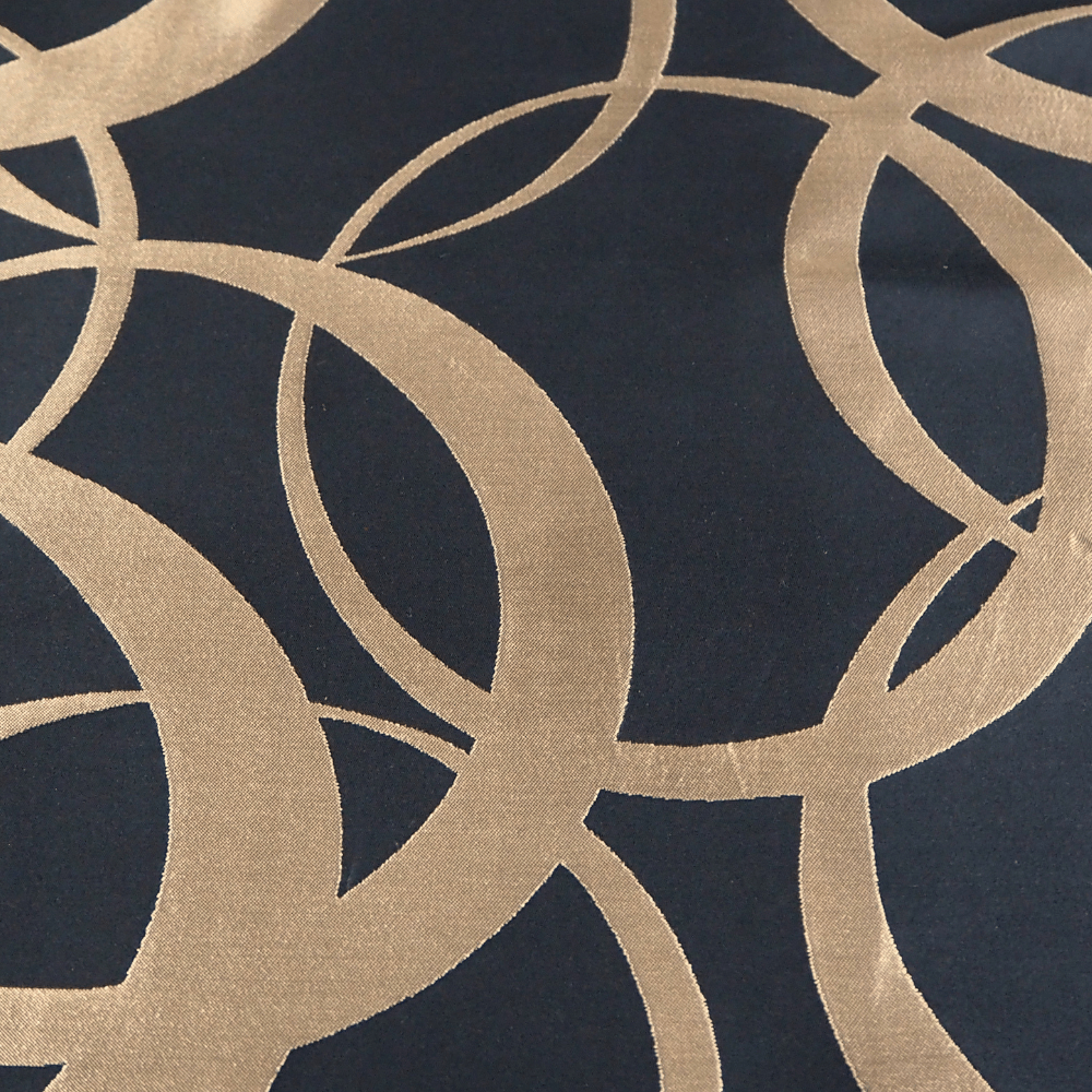 Dramatic Black and Bronze circle design Curtain Fabric. - Clearance Fabric Shop