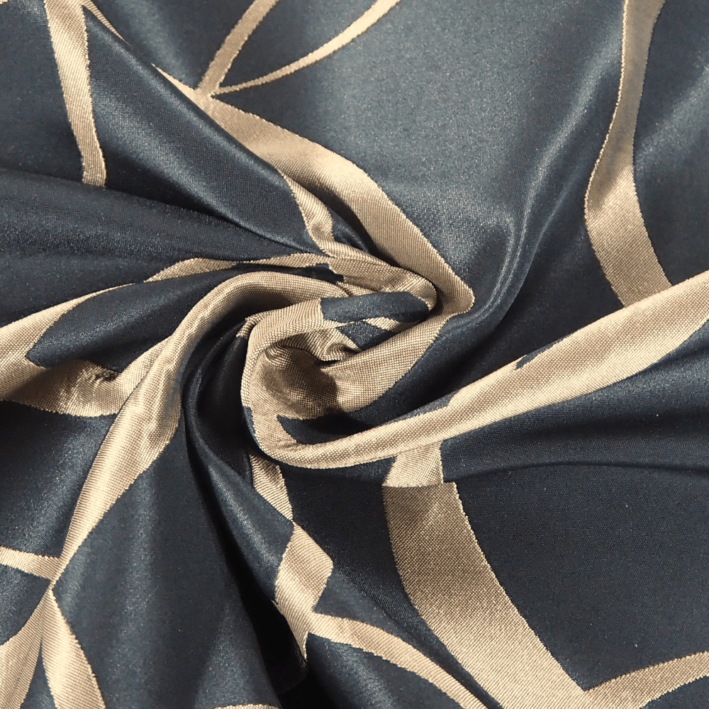 Dramatic Black and Bronze circle design Curtain Fabric. - Clearance Fabric Shop