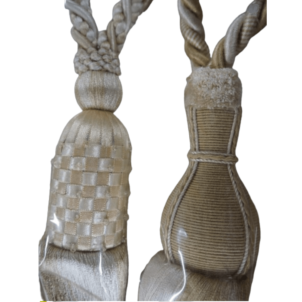 _End Of Line Cream/Gold Tassel Tie Backs - Clearance Fabric Shop
