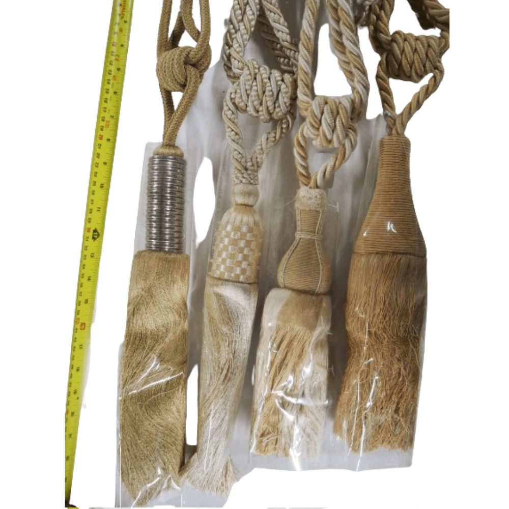_End Of Line Cream/Gold Tassel Tie Backs - Clearance Fabric Shop