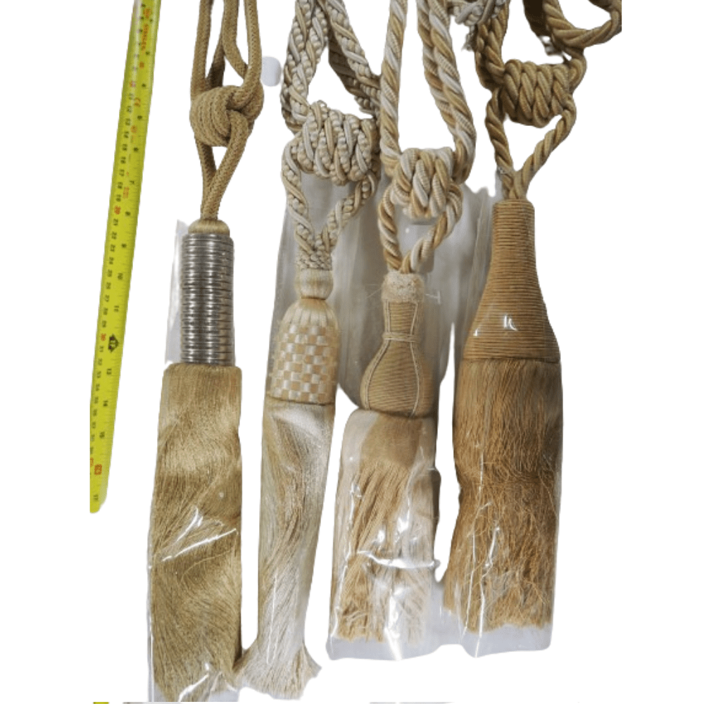 _End Of Line Cream/Gold Tassel Tie Backs - Clearance Fabric Shop