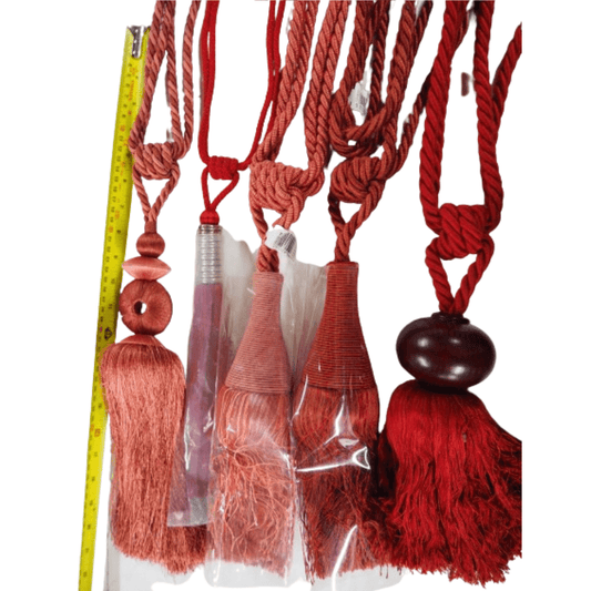 _End Of Line Red/Pink Tassel Tie Backs - Clearance Fabric Shop