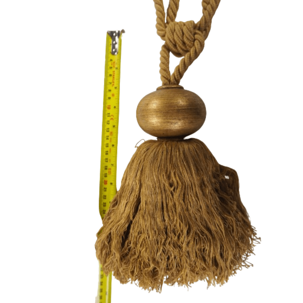 _Gold Wood Tan Tassel Rustic Statement Tassel Tie Back - Clearance Fabric Shop