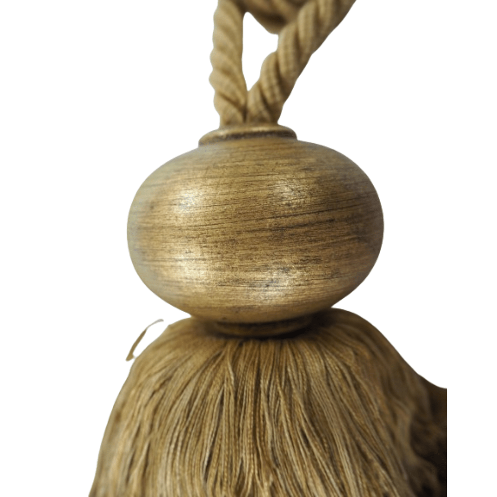 _Gold Wood Tan Tassel Rustic Statement Tassel Tie Back - Clearance Fabric Shop