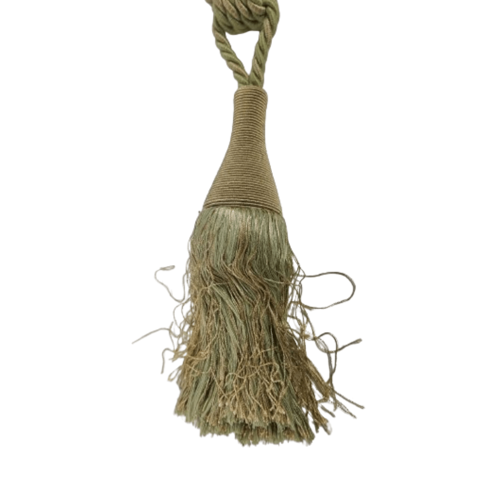 _Green and Gold Luxury Tassel Tie Back. - Clearance Fabric Shop