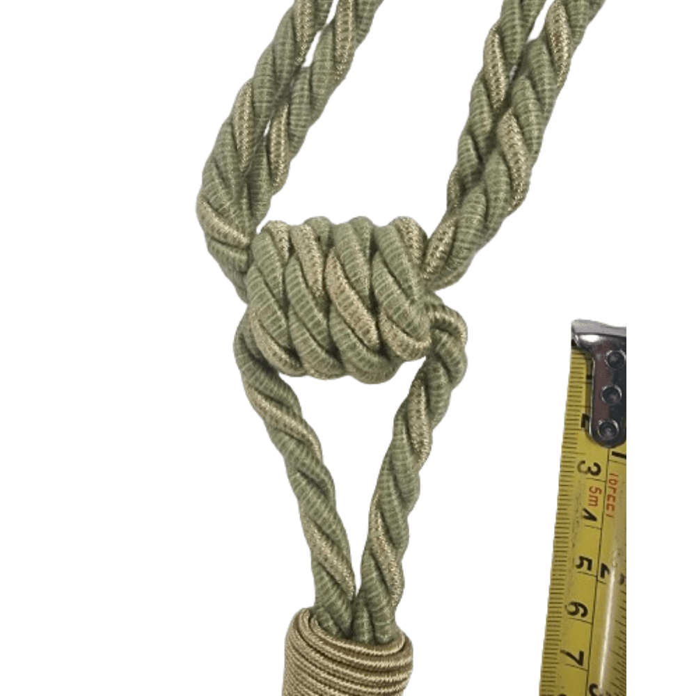 _Green and Gold Luxury Tassel Tie Back. - Clearance Fabric Shop