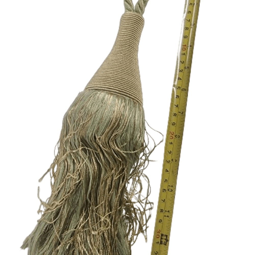 _Green and Gold Luxury Tassel Tie Back. - Clearance Fabric Shop