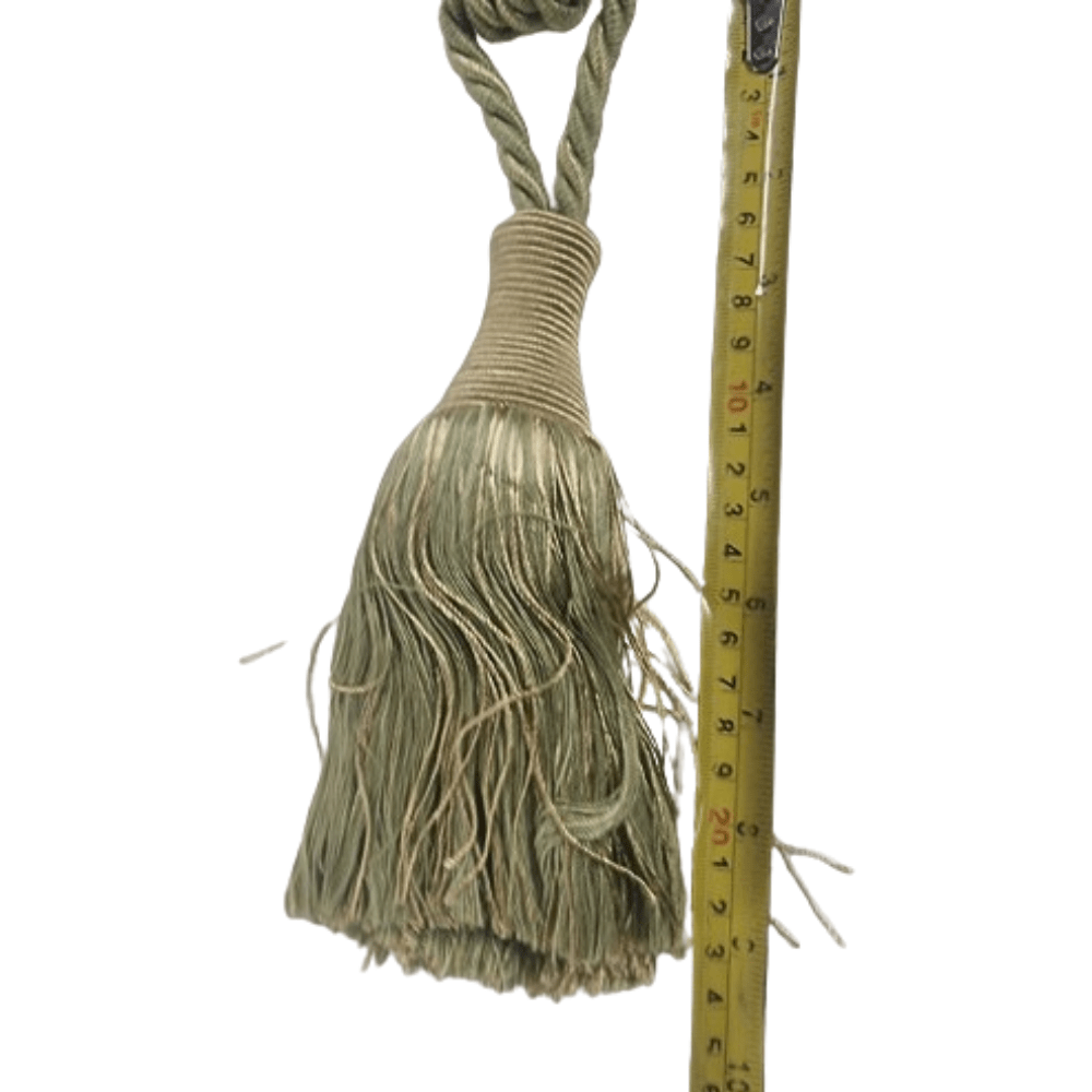 _Green and Gold Luxury Tassel Tie Back. - Clearance Fabric Shop