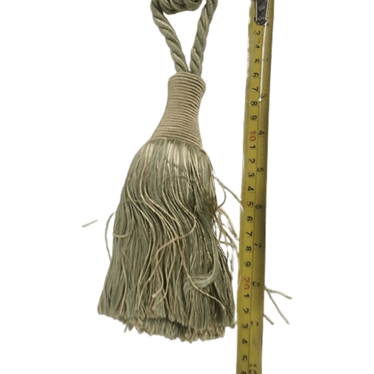 _Green and Gold Luxury Tassel Tie Back. - Clearance Fabric Shop
