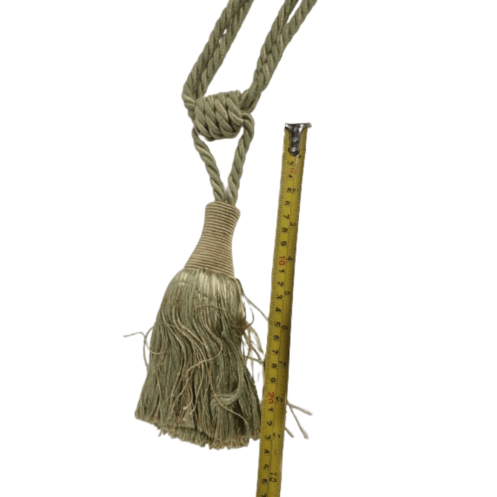 _Green and Gold Luxury Tassel Tie Back. - Clearance Fabric Shop