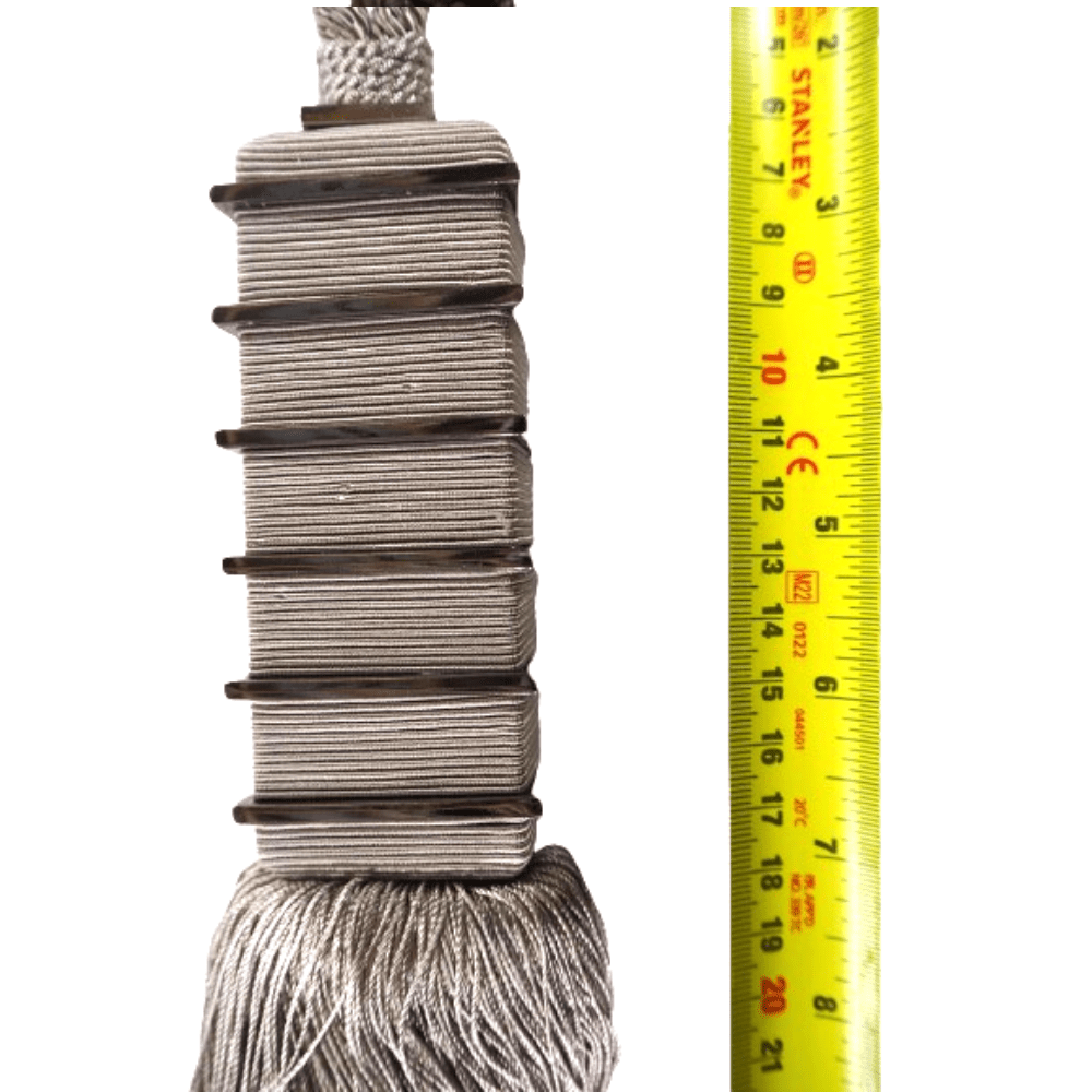 _Grey Luxury Tassel Tie Back,with ribbed collar - Clearance Fabric Shop